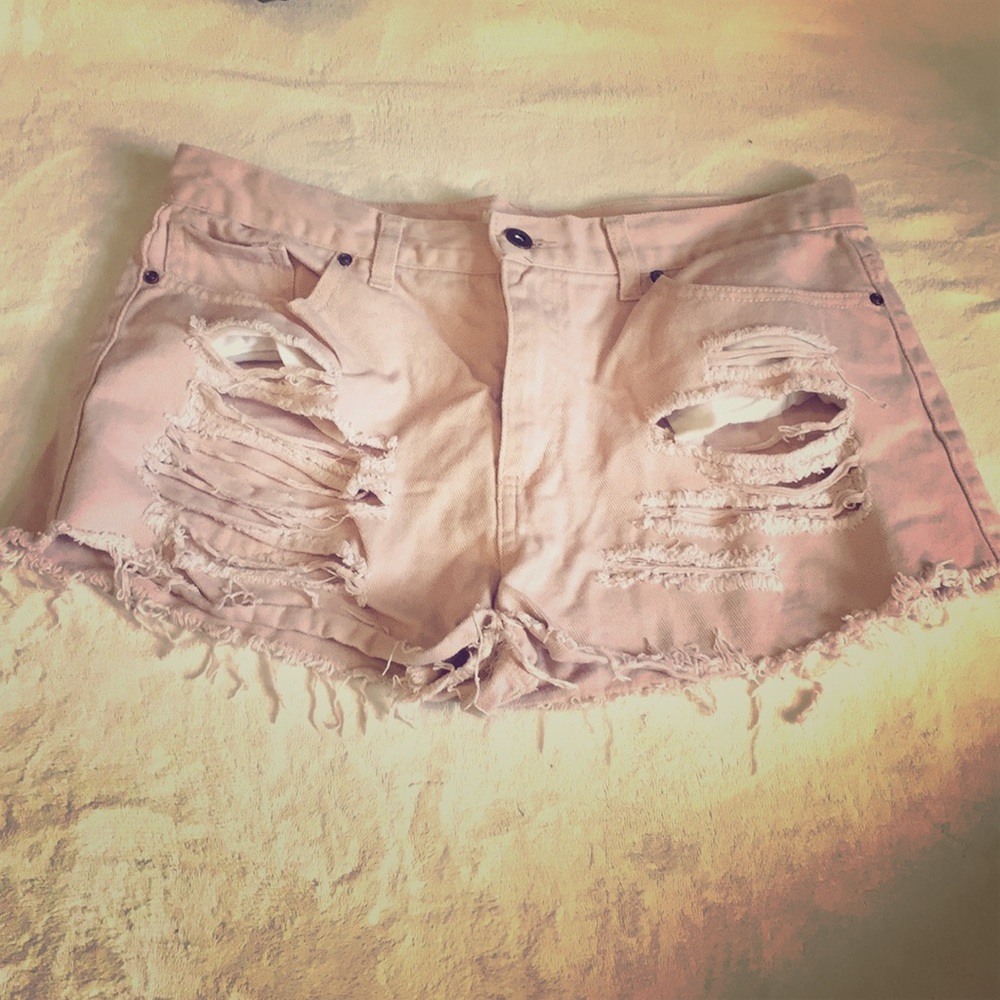 Light pink jean shorts